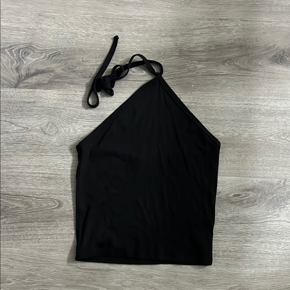 Madewell Black Tie Front Halter Top